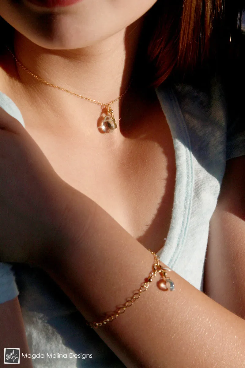 Mini Goddess (children) Blue Quartz Necklace With Tiny Heart Charm