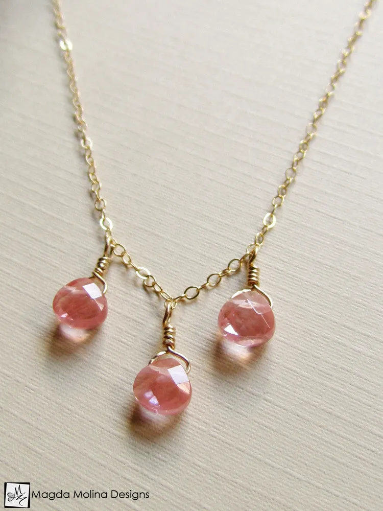 Mini Goddess (children) Cherry Quartz Drops Necklace