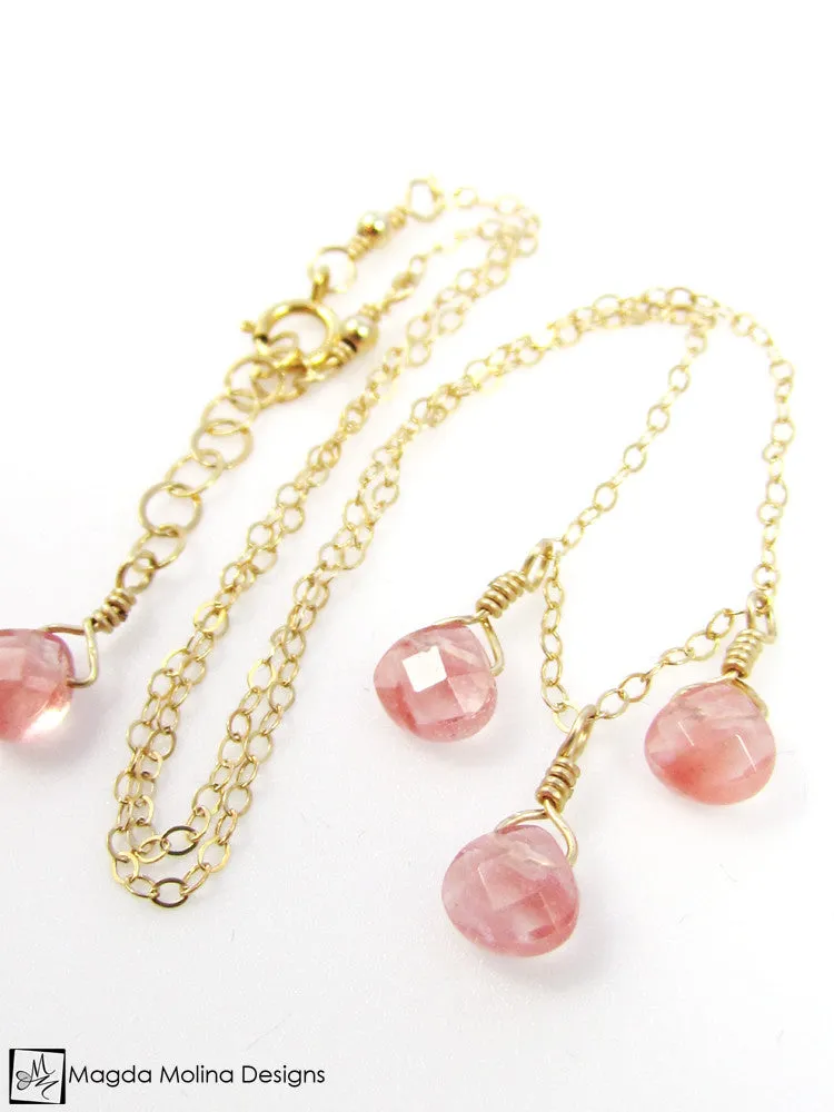 Mini Goddess (children) Cherry Quartz Drops Necklace