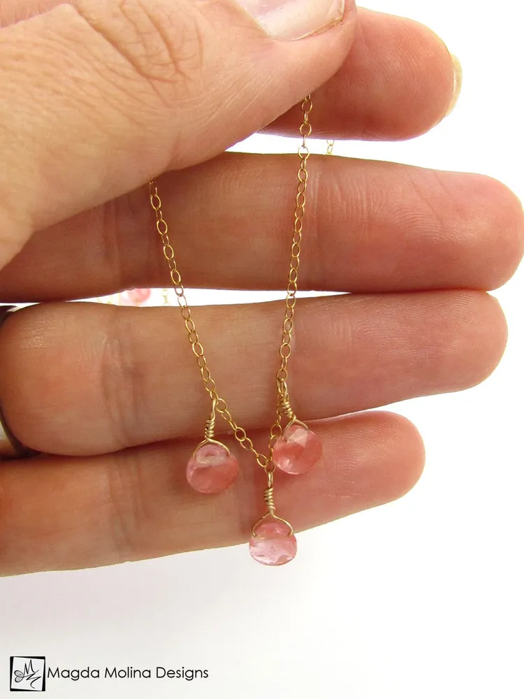Mini Goddess (children) Cherry Quartz Drops Necklace