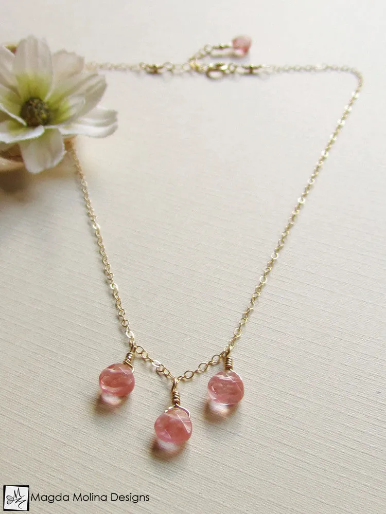 Mini Goddess (children) Cherry Quartz Drops Necklace