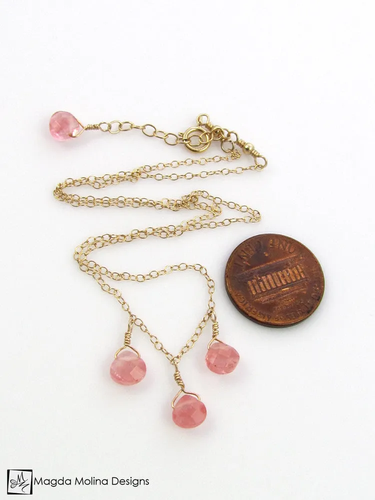 Mini Goddess (children) Cherry Quartz Drops Necklace
