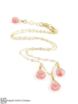 Mini Goddess (children) Cherry Quartz Drops Necklace