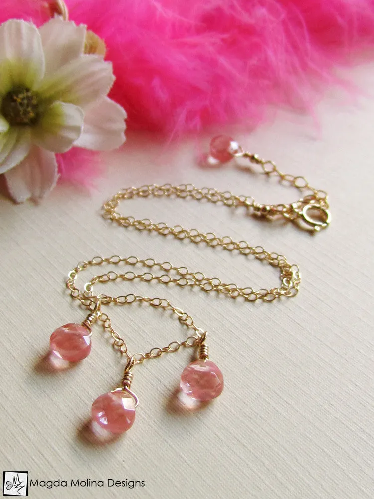 Mini Goddess (children) Cherry Quartz Drops Necklace