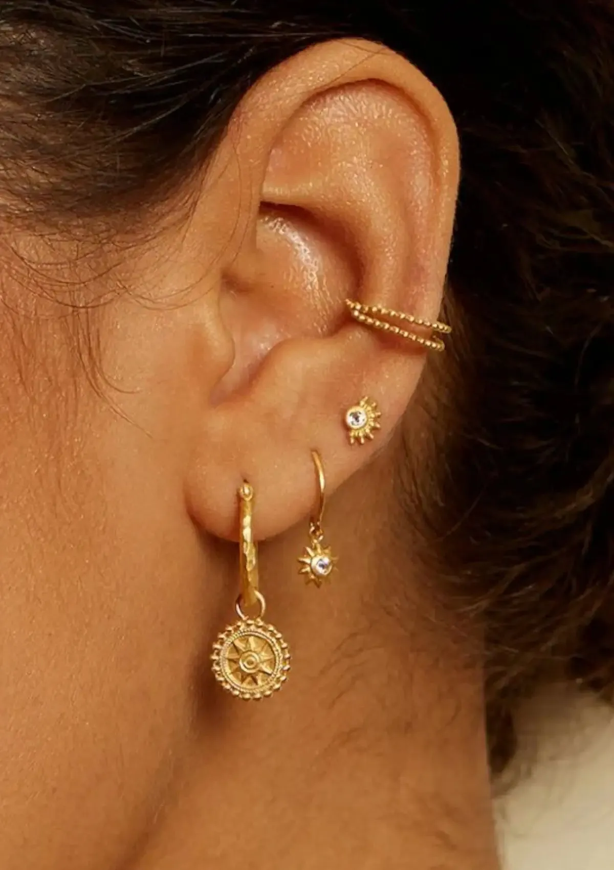 Mini Sun Wire Hoop Earring