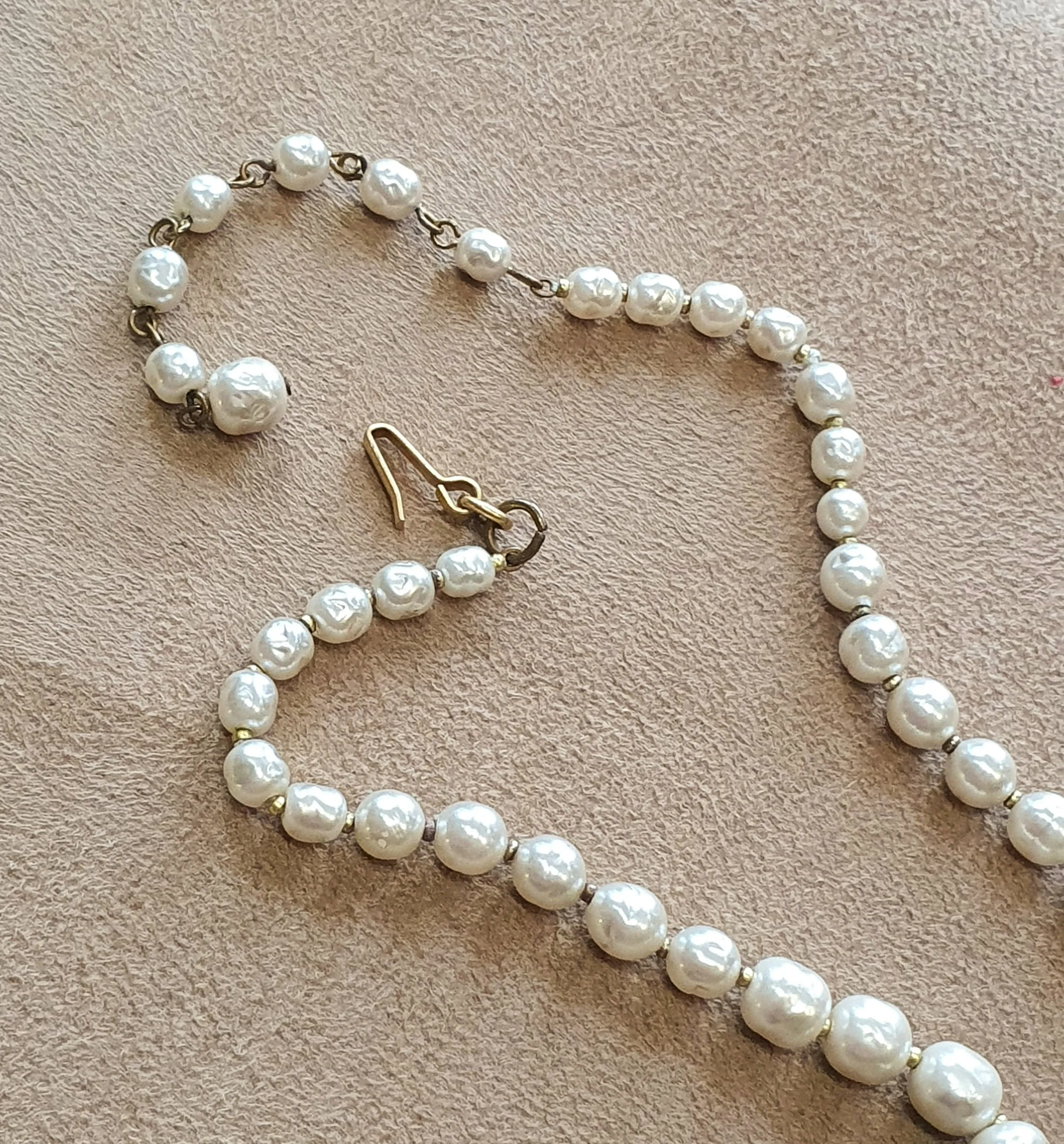 Miriam Haskell Vintage Necklace Pearl Green Glass