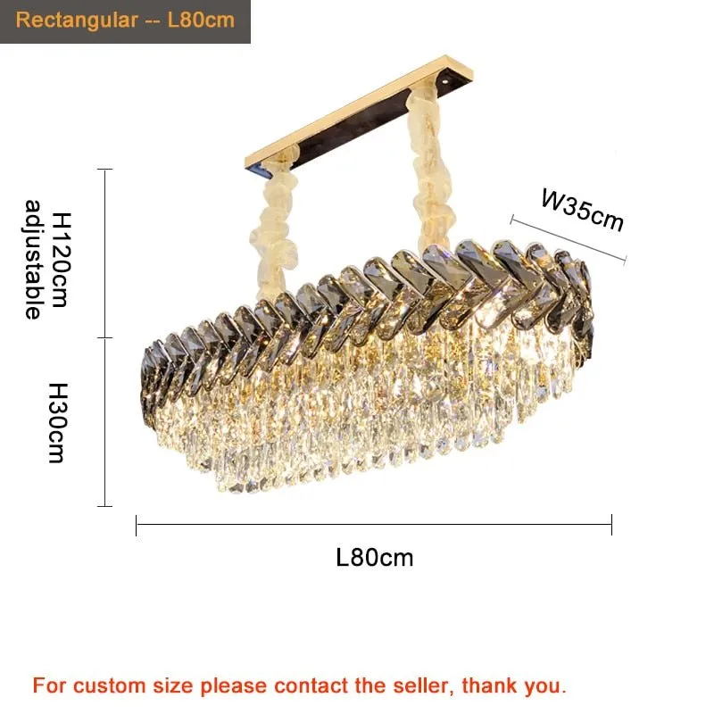 Modern Led Chandelier For Living Room Dining Room Decoration Bedroom Round Kitchen Smoky Gray Lamp