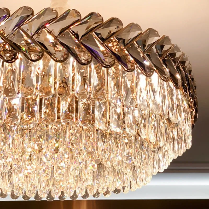Modern Led Chandelier For Living Room Dining Room Decoration Bedroom Round Kitchen Smoky Gray Lamp