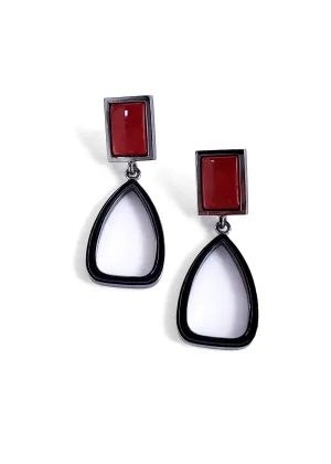 Myka - Ruthinium Red Quartz Triangle Interlinked Earrings