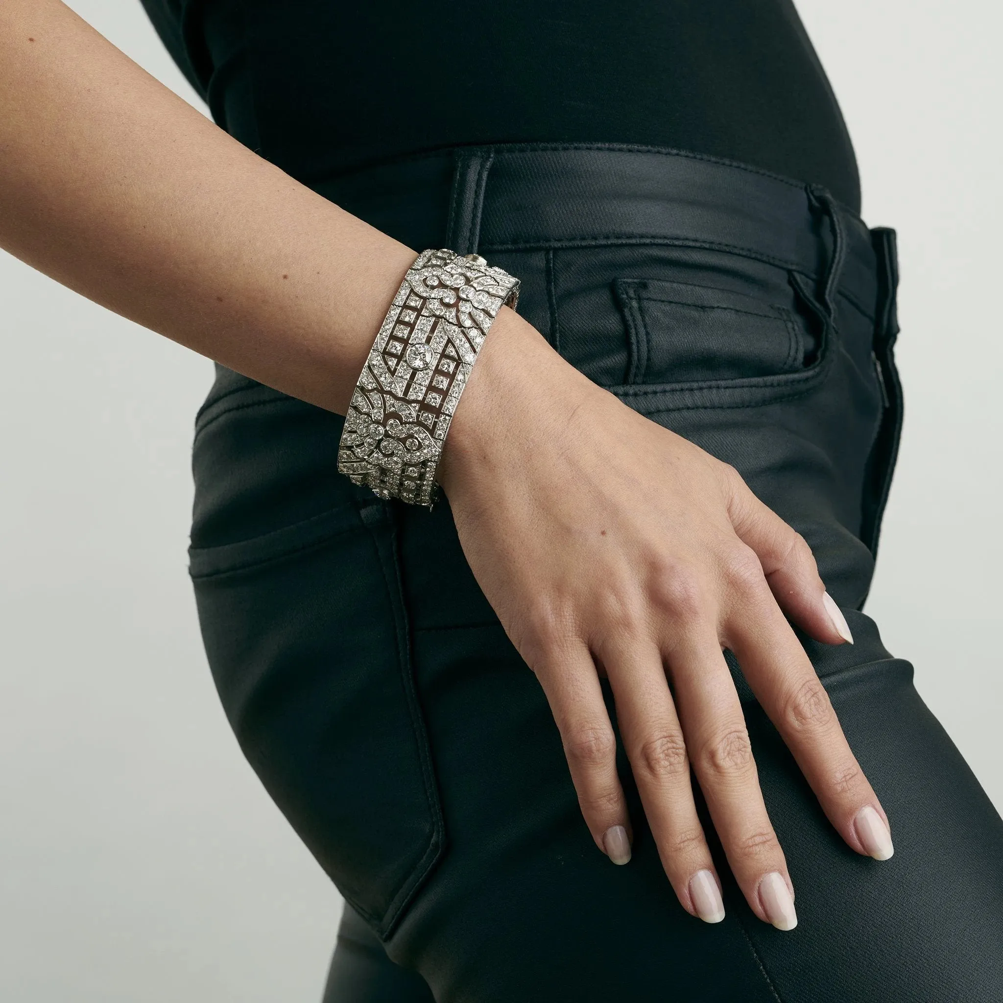 Okrant et Davidonniez Diamond Wide Strap Bracelet
