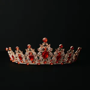 Ophelia with Red and Clear Crystals in Yellow Gold