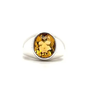Oval Citrine Ring in Sterling Silver