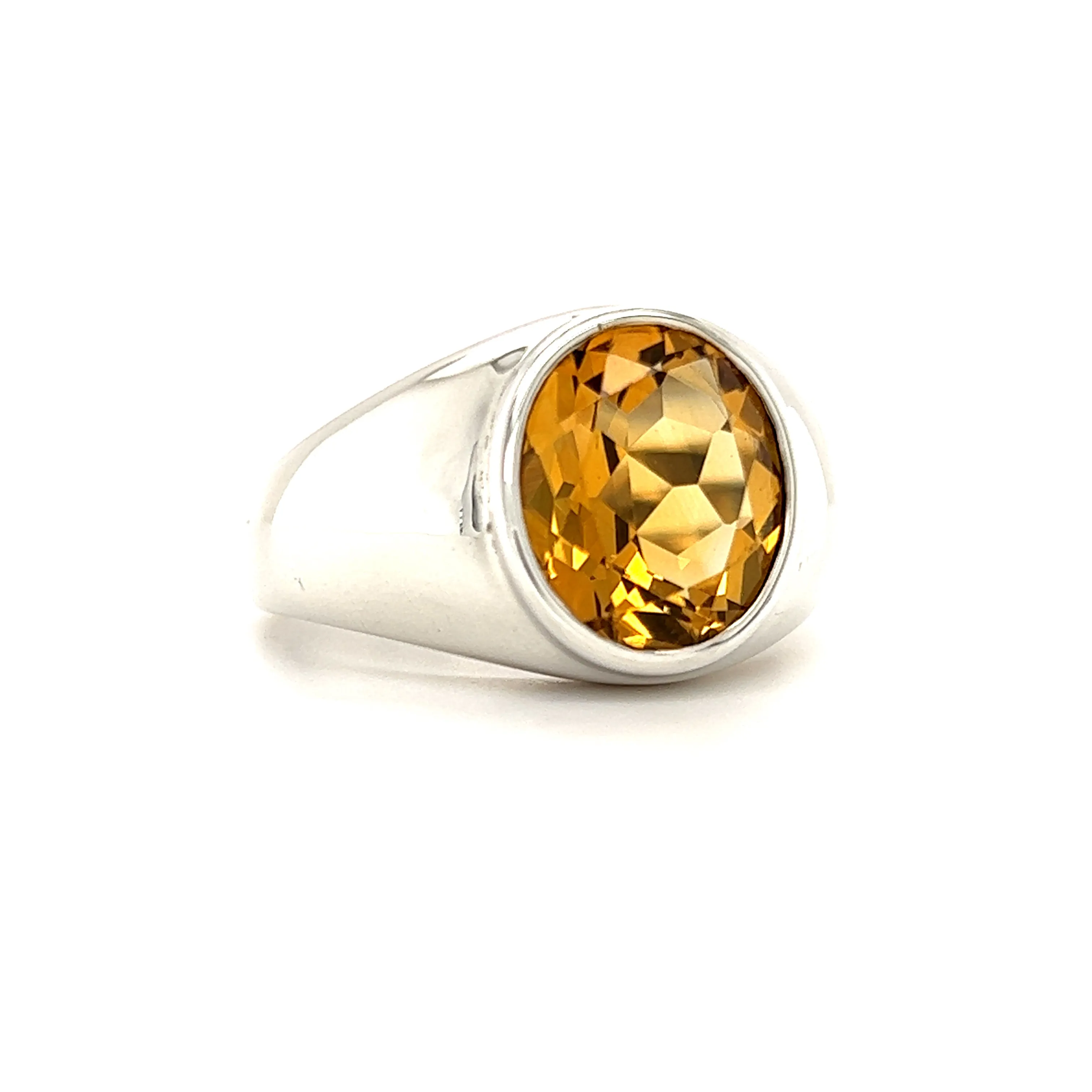 Oval Citrine Ring in Sterling Silver