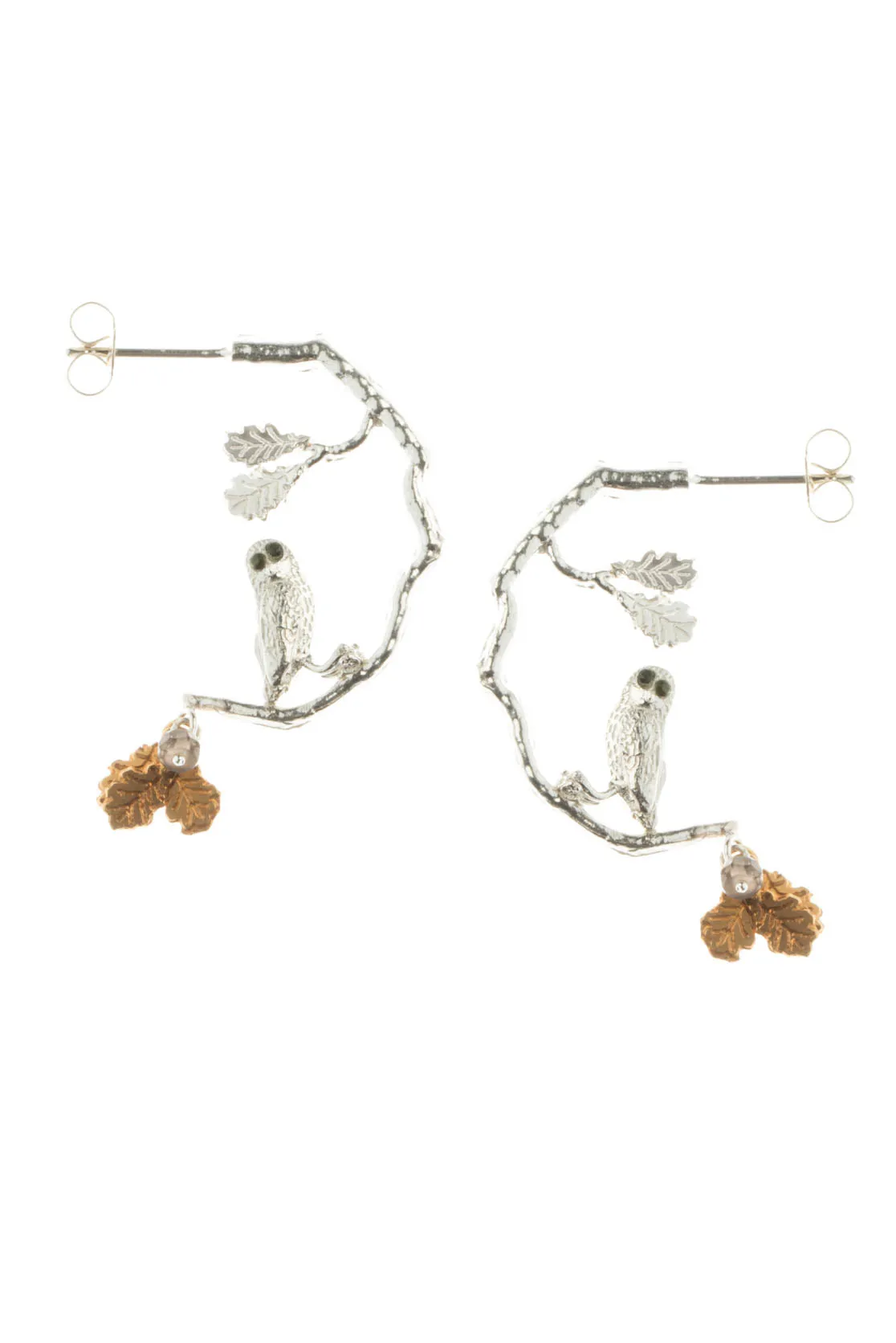 Owl In Tree Hoop Earrings
