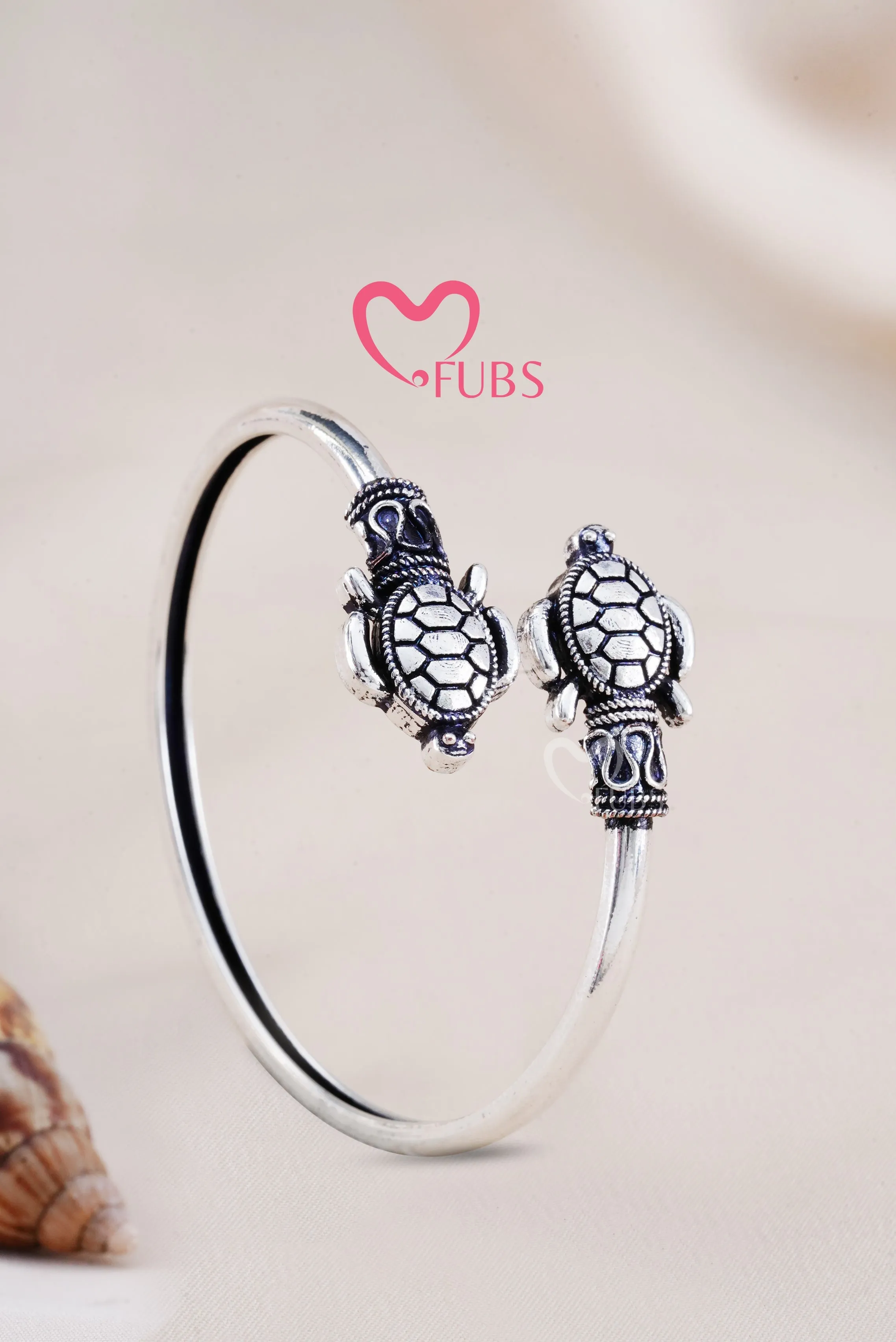Oxidized Silver Tortoise Cuff Bracelet