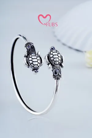 Oxidized Silver Tortoise Cuff Bracelet
