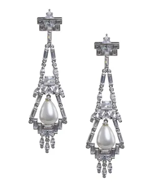 Pearl and Baguette Drop Earrings
