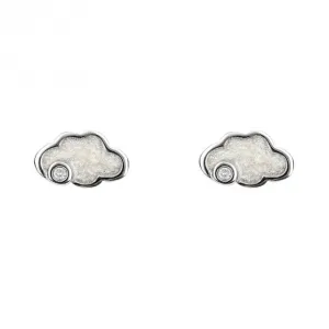 Pearlised Enamel Cloud Diamond Stud Earrings E6329