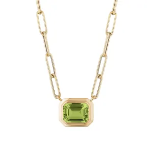 Peridot Emerald Cut East West Pendant