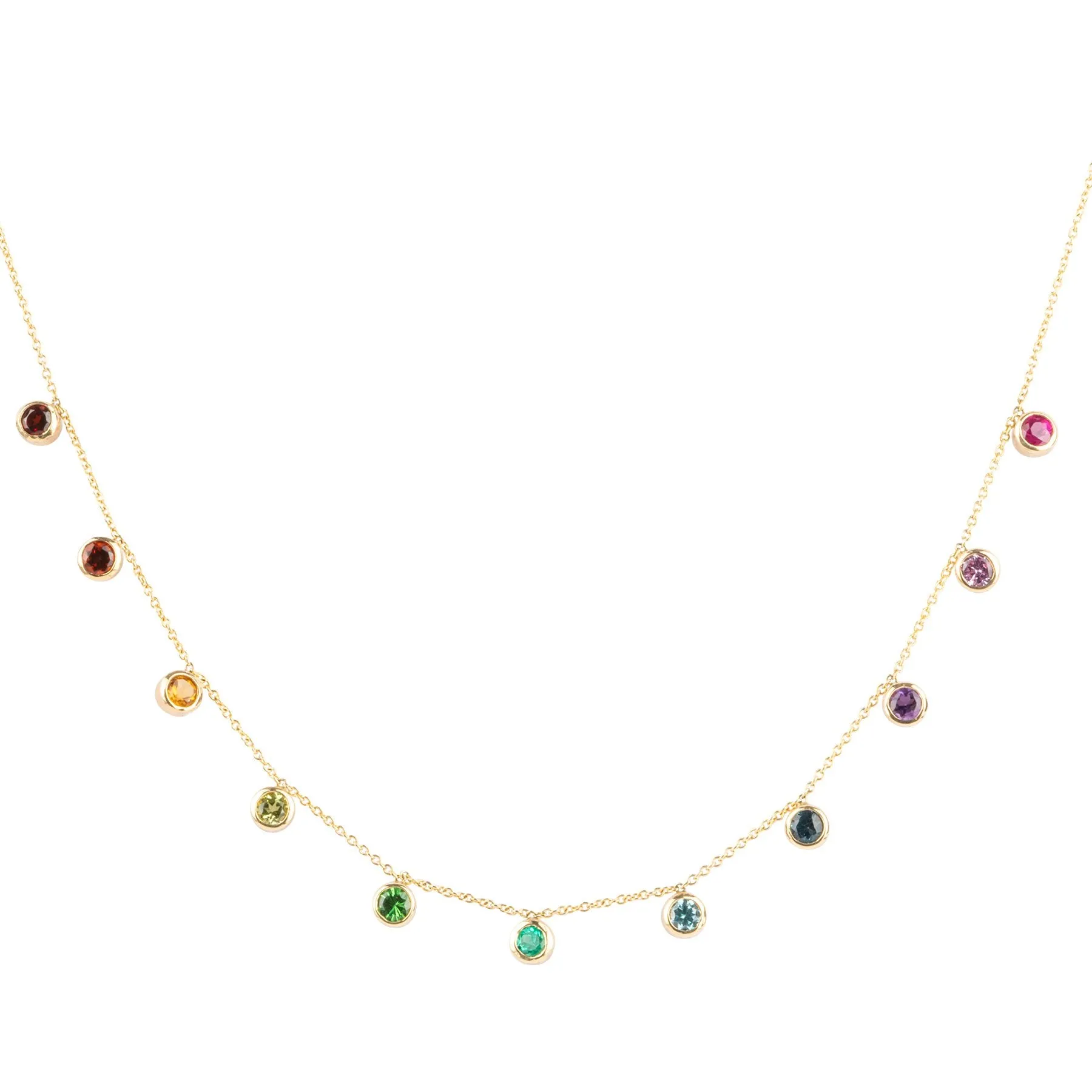 Rainbow Gem Bezel Necklace