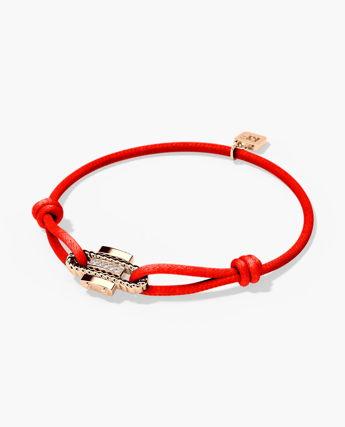 Ready to Ship - ROPES Cord Bracelet with 18k Rose Gold Charm & 0.05ct Diamonds