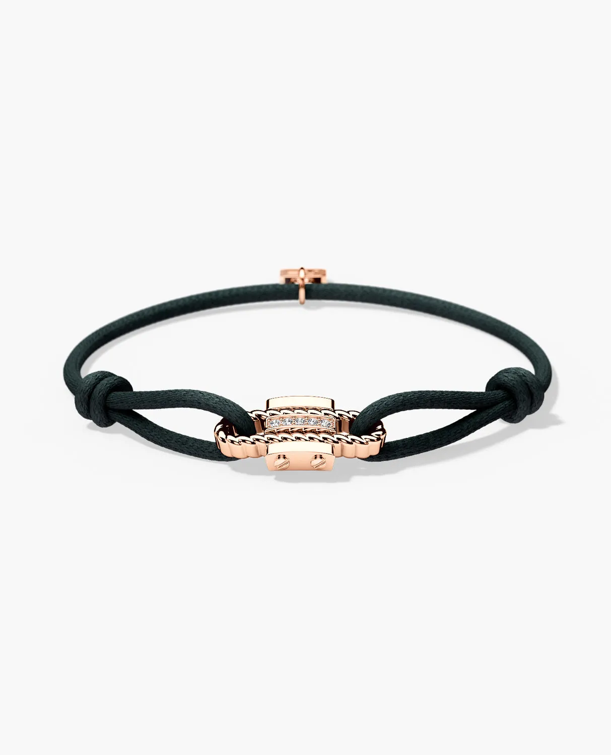 Ready to Ship - ROPES Cord Bracelet with 18k Rose Gold Charm & 0.05ct Diamonds