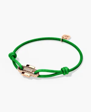 Ready to Ship - ROPES Cord Bracelet with 18k Rose Gold Charm & 0.05ct Diamonds
