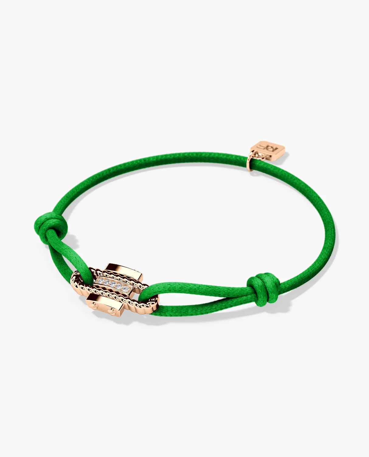 Ready to Ship - ROPES Cord Bracelet with 18k Rose Gold Charm & 0.05ct Diamonds