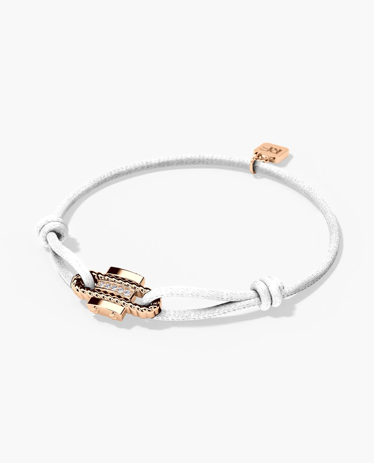 Ready to Ship - ROPES Cord Bracelet with 18k Rose Gold Charm & 0.05ct Diamonds