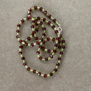 Red Garnet & Peridot Sterling Silver Necklace