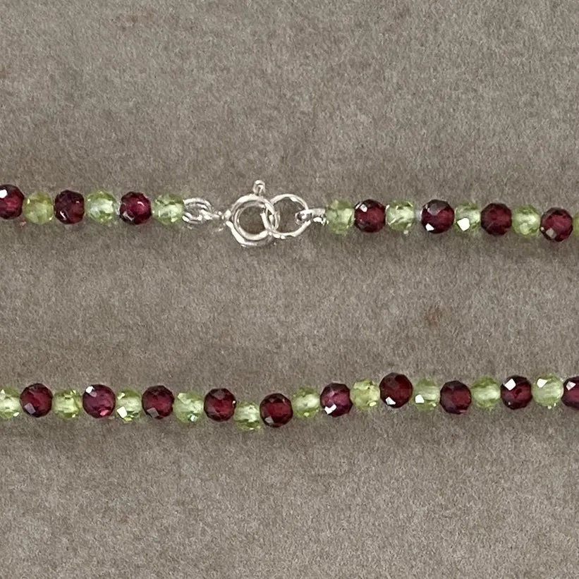 Red Garnet & Peridot Sterling Silver Necklace