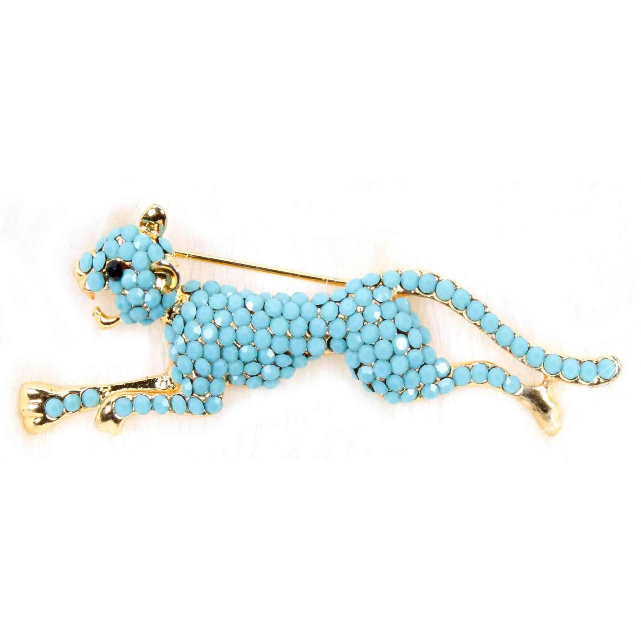 Rhinestone Studded Panther Design Elegant Metal Lapel Pin Brooch for Boys Men, Gift