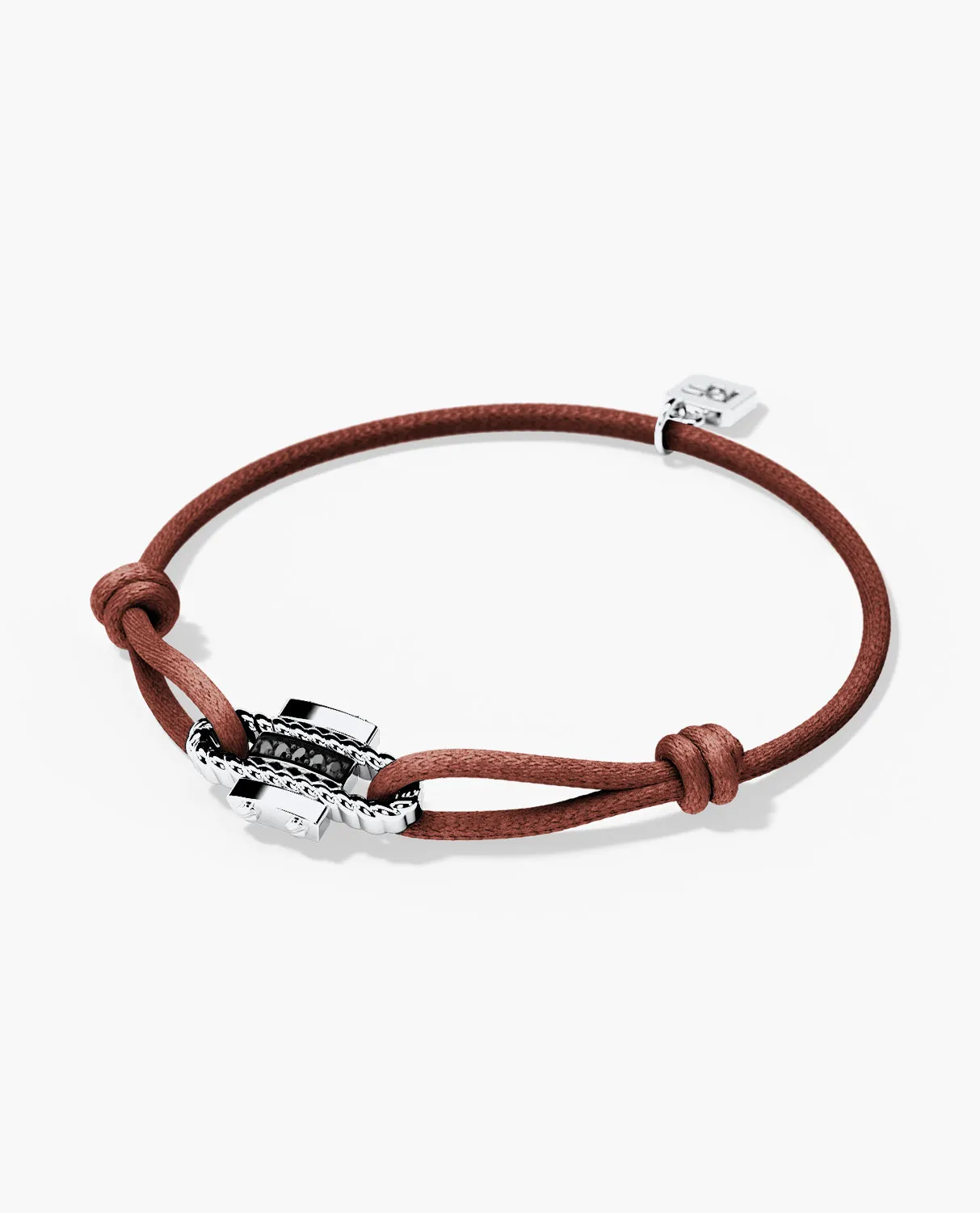 ROPES Cord Bracelet with Gold Charm & 0.05ct Black Diamonds