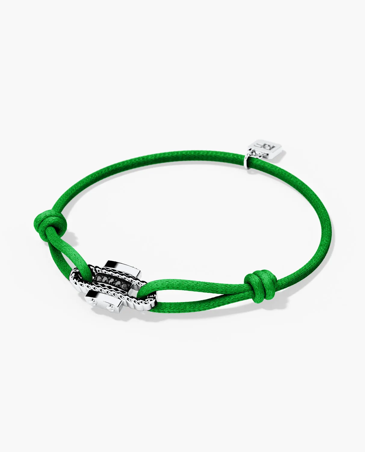 ROPES Cord Bracelet with Gold Charm & 0.05ct Black Diamonds