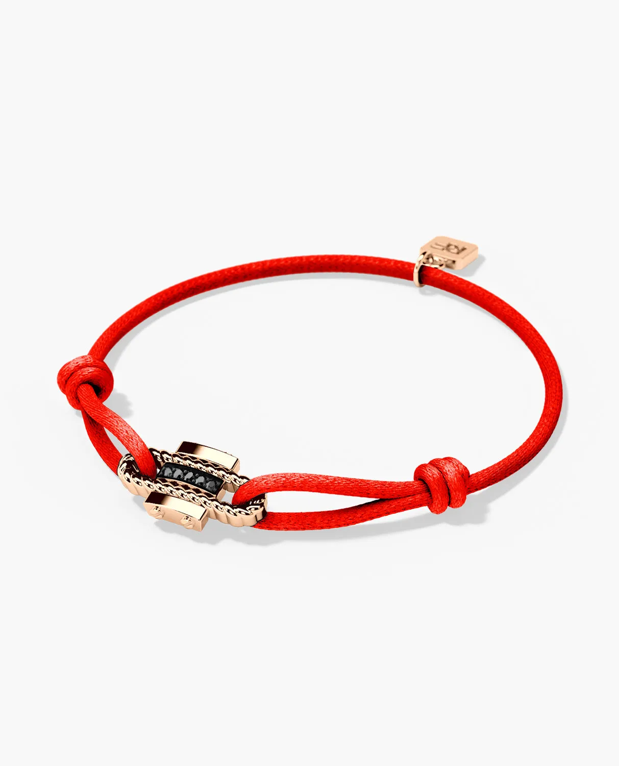ROPES Cord Bracelet with Gold Charm & 0.05ct Black Diamonds