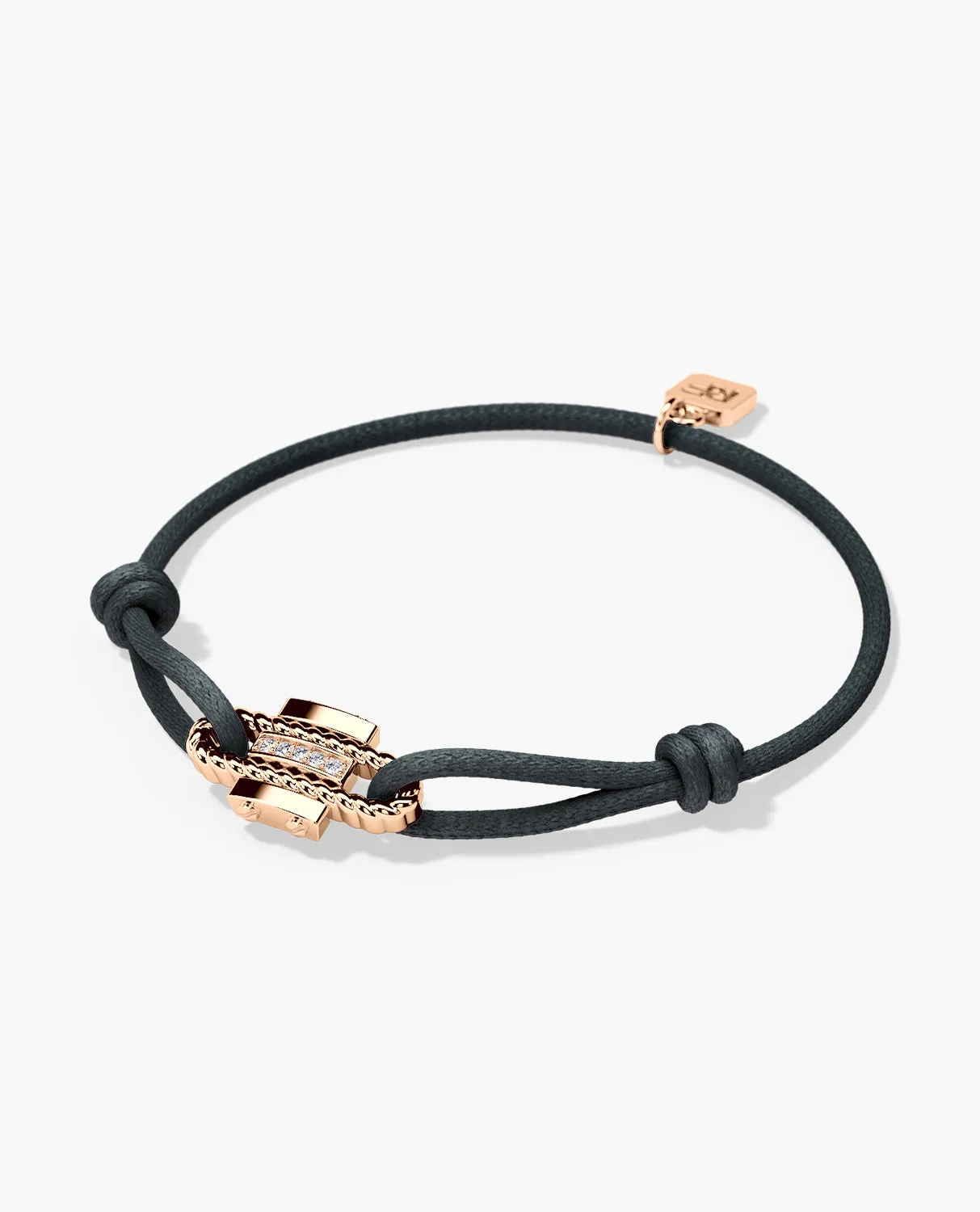 ROPES Cord Bracelet with Gold Charm & 0.05ct Diamonds