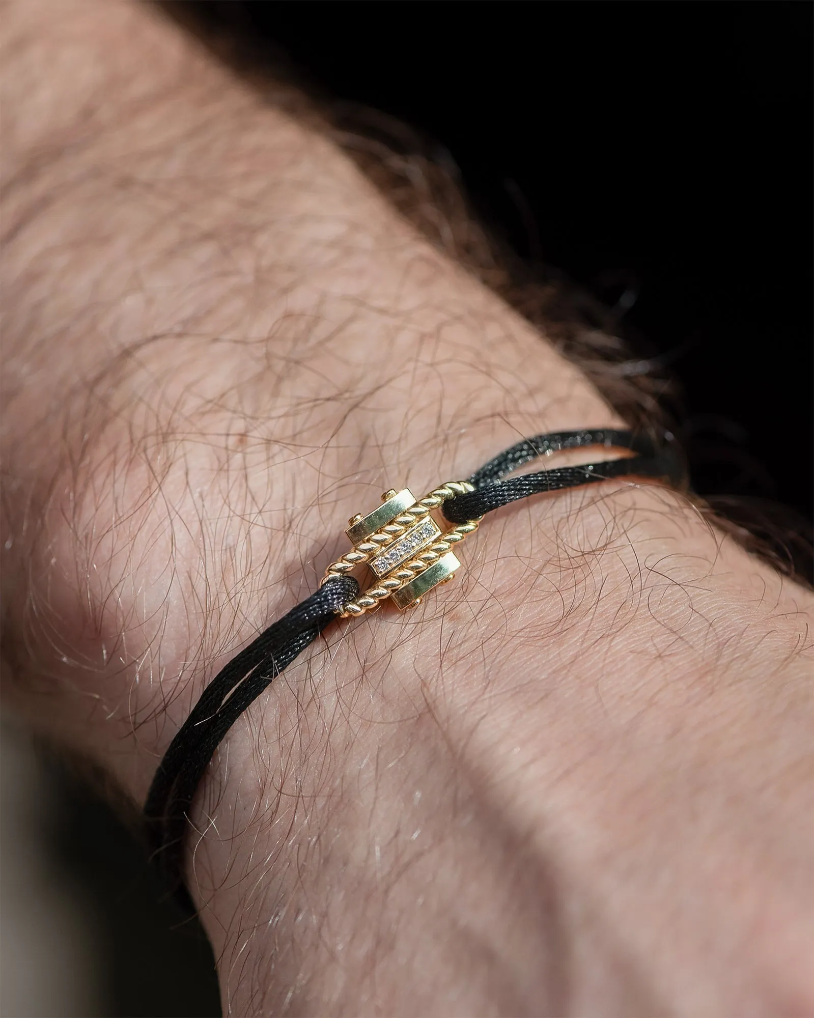 ROPES Cord Bracelet with Gold Charm & 0.05ct Diamonds