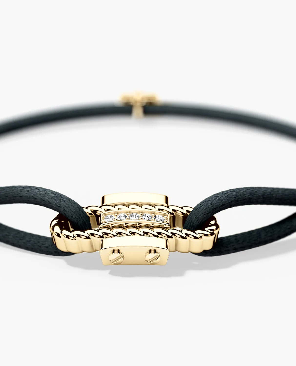 ROPES Cord Bracelet with Gold Charm & 0.05ct Diamonds