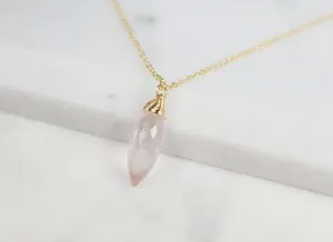 Rose Quartz Briolette Pendant Necklace