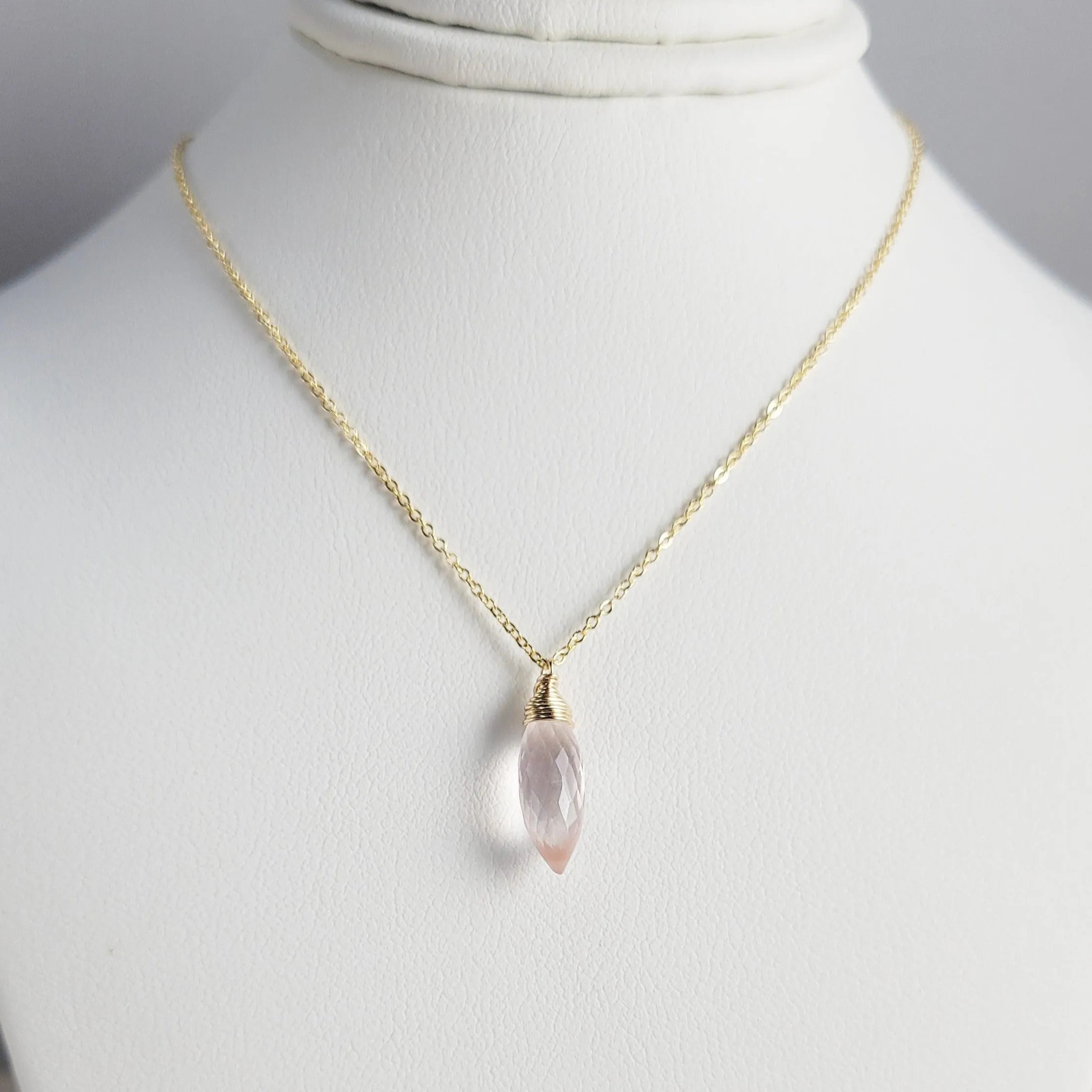 Rose Quartz Briolette Pendant Necklace