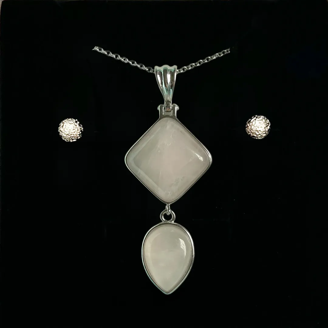 ROSE QUARTZ REGAL PENDANT ONLY - FREE CHAIN & EARRINGS