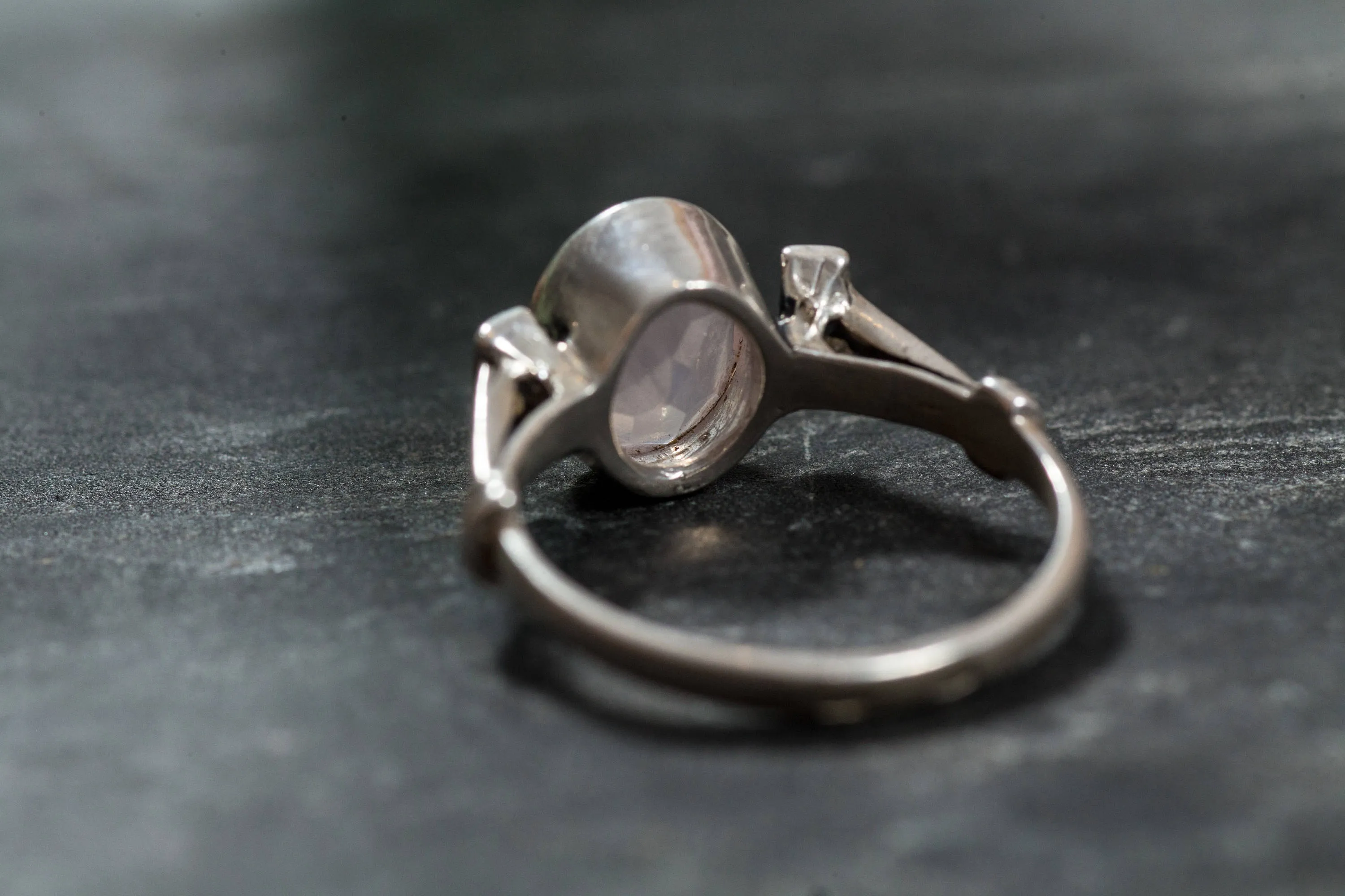 Rose Quartz Ring - Pink Oval Ring - Classy Bezel Ring