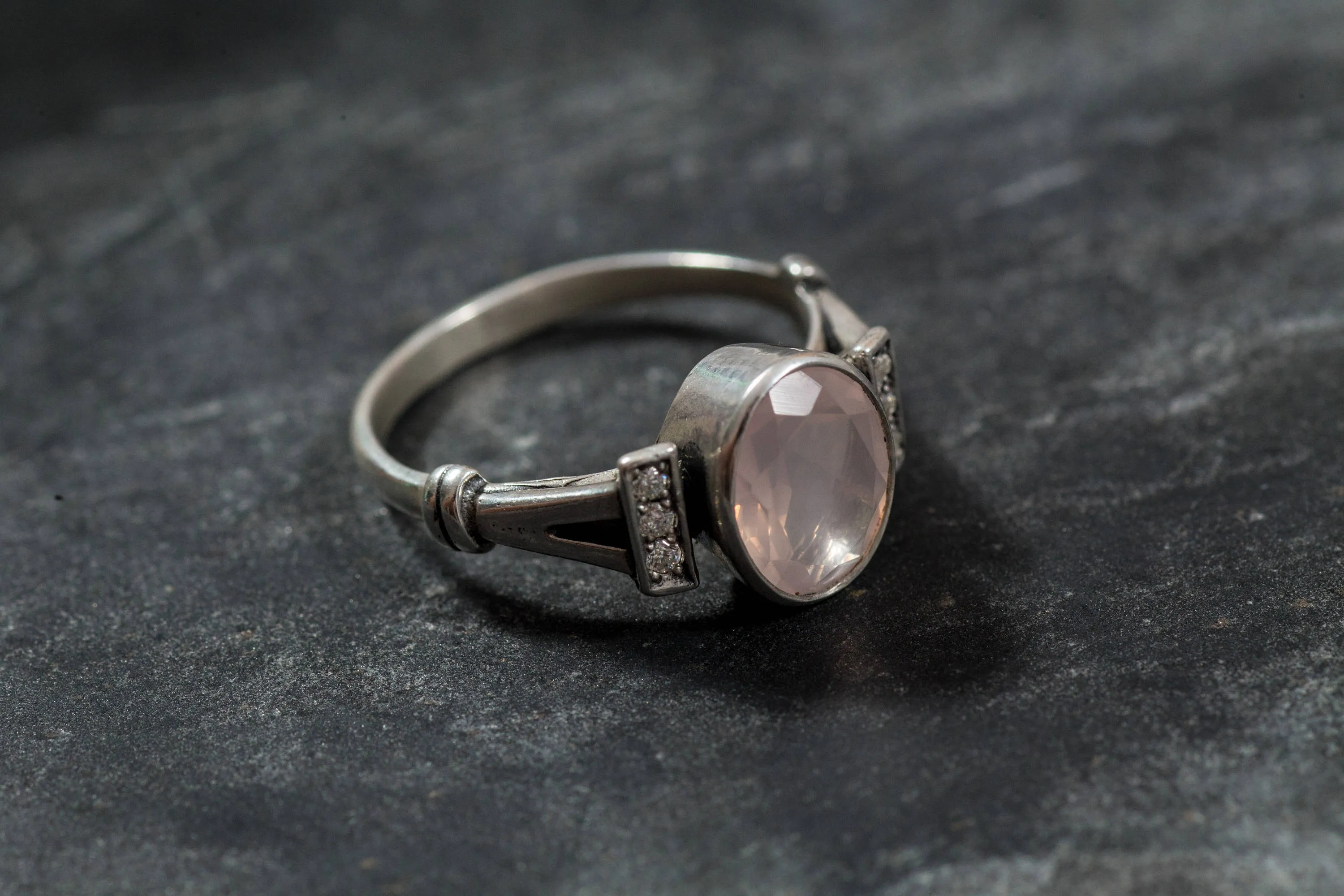 Rose Quartz Ring - Pink Oval Ring - Classy Bezel Ring