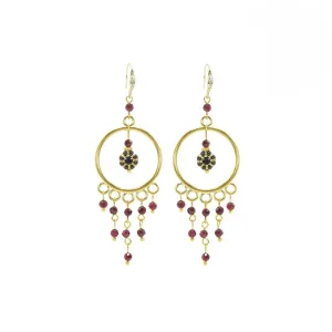 Rosie Fox Red Garnet Large Belle Chandelier Earrings