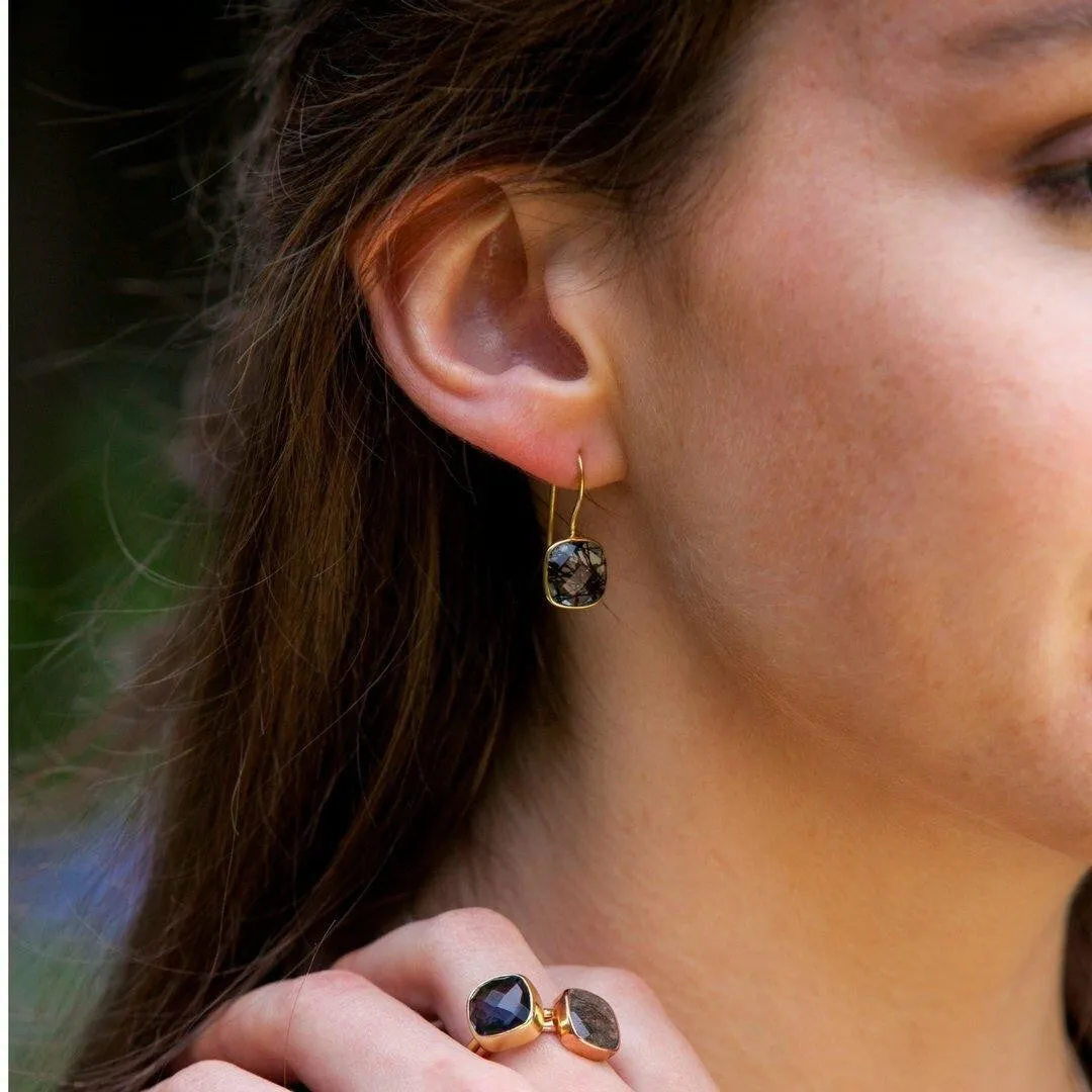 Rutilated Quartz Earrings in Rose Gold