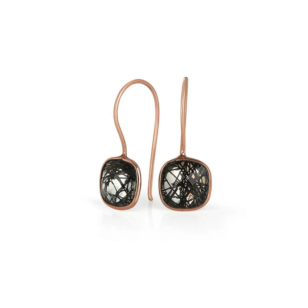 Rutilated Quartz Earrings in Rose Gold