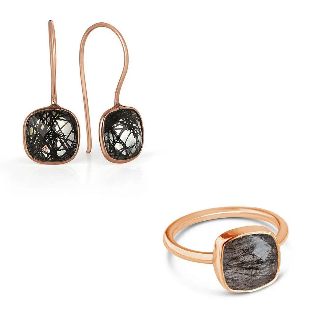 Rutilated Quartz Earrings in Rose Gold