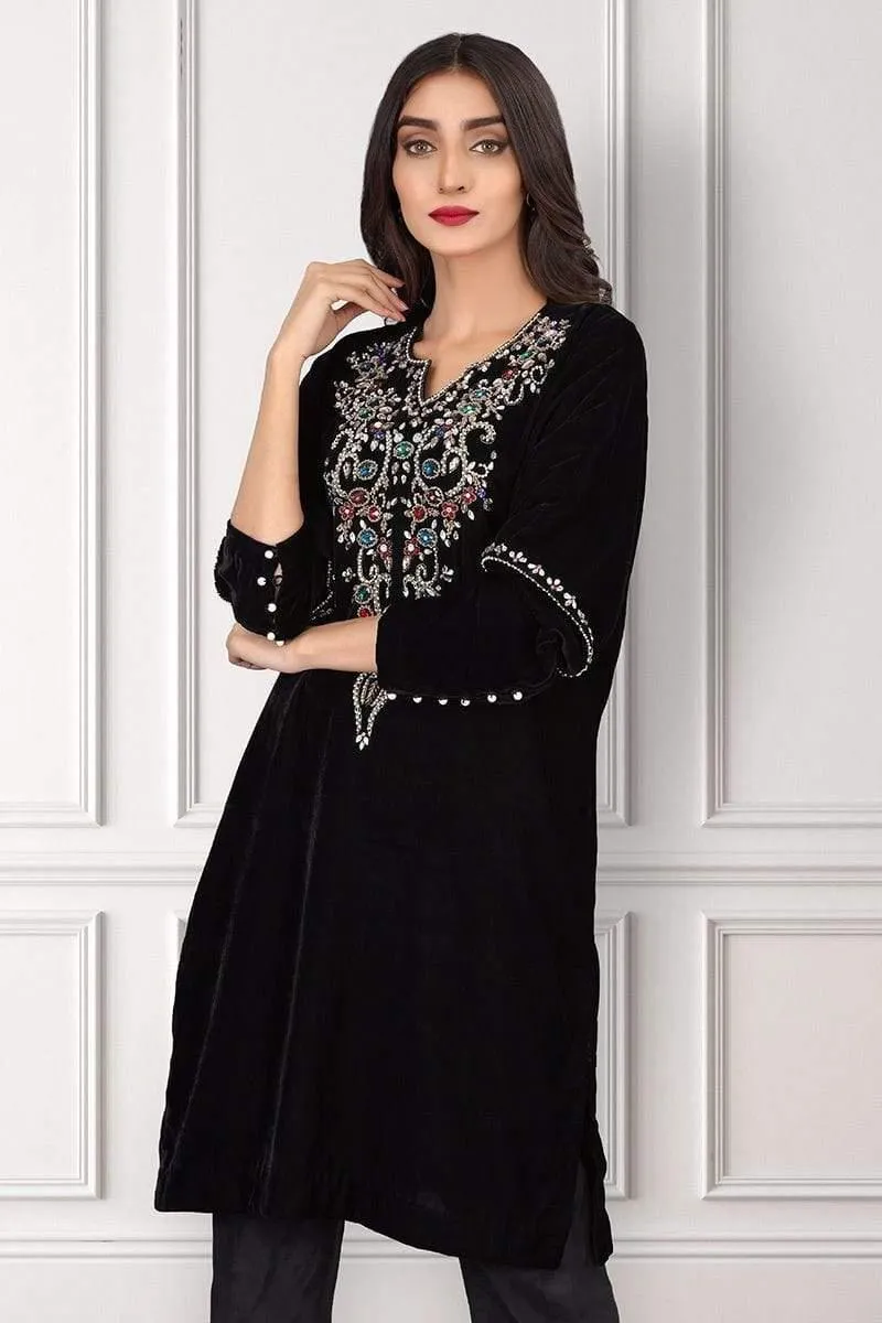 Sadia Aamir - Black Diadem - SAL-04 - Embroidered - 1 Piece
