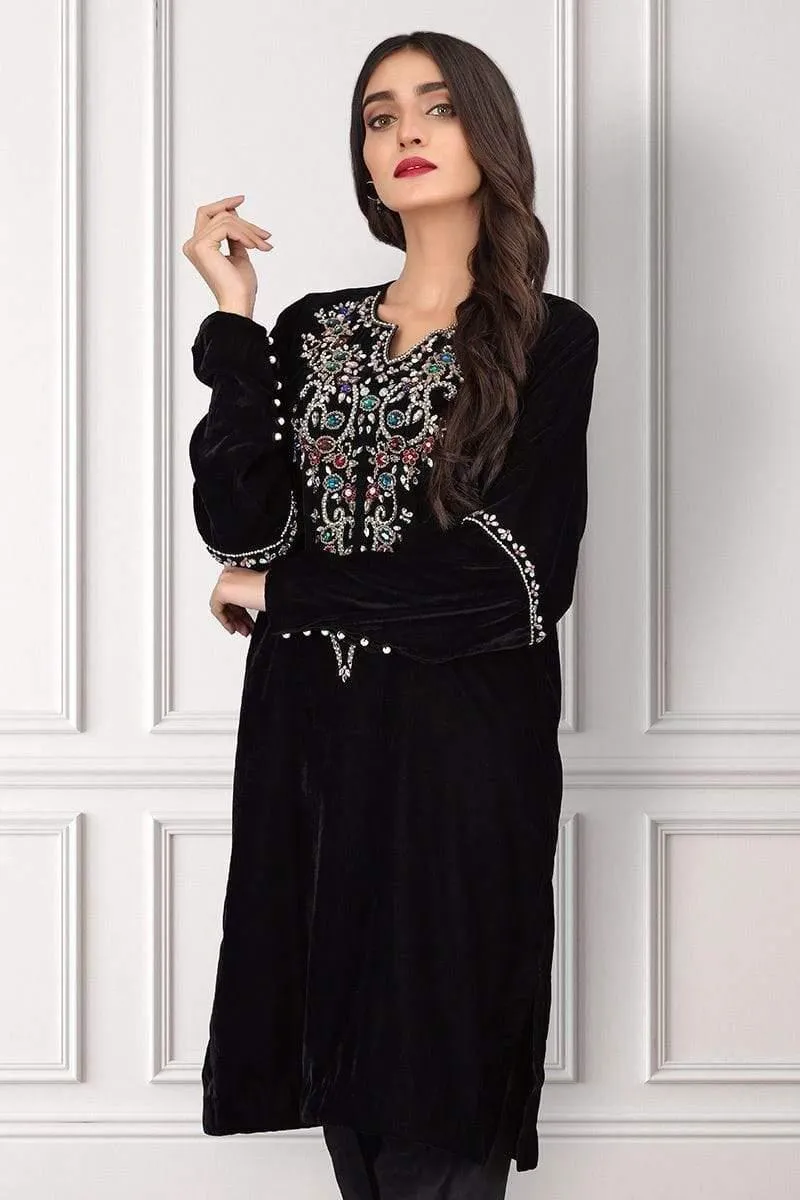 Sadia Aamir - Black Diadem - SAL-04 - Embroidered - 1 Piece