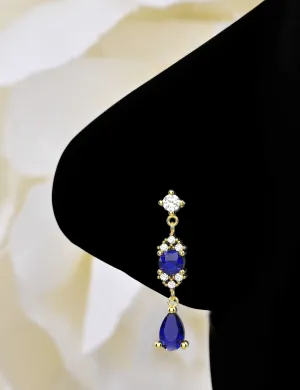 Sapphire Drop Dangle Nose Ring – Gold Piercings Jewelry